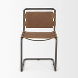 Berbick 33" Total Height Medium Brown Leather w/ Iron Frame Dining Chair by Mercana at Eve Furniture