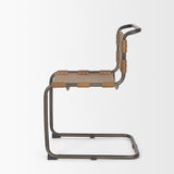 Berbick 33" Total Height Medium Brown Leather w/ Iron Frame Dining Chair by Mercana at Eve Furniture