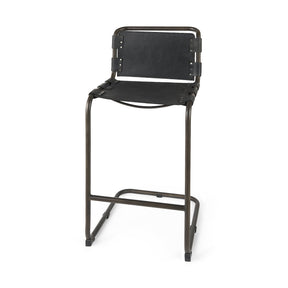 Berbick 43" Total Height Black Leather w/ Iron Frame Bar Stool by Mercana at Eve Furniture
