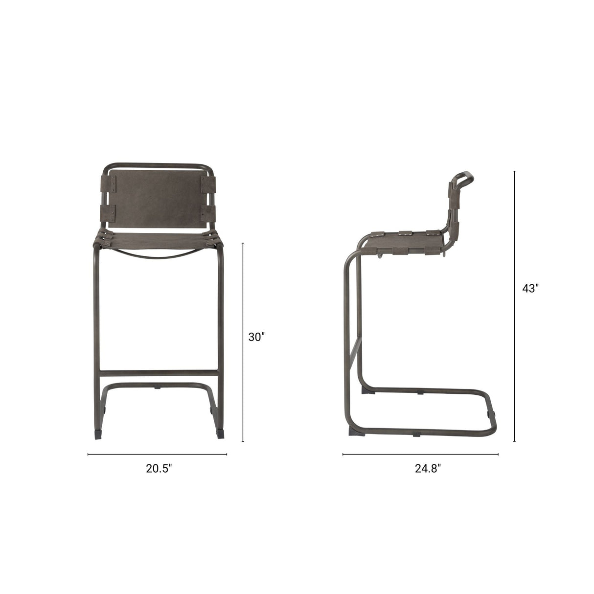 Berbick 43" Total Height Brown/Gray Suede w/ Iron Frame Bar Stool by Mercana at Eve Furniture