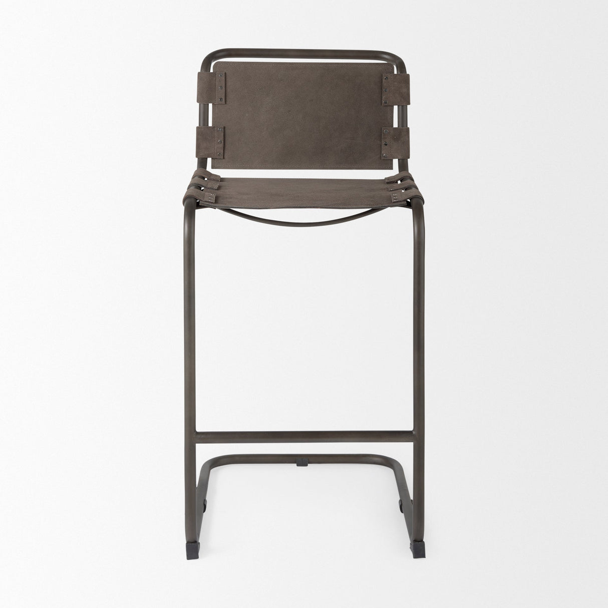 Berbick 43" Total Height Brown/Gray Suede w/ Iron Frame Bar Stool by Mercana at Eve Furniture