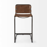 Berbick 43" Total Height Medium Brown Leather w/ Iron Frame Bar Stool by Mercana at Eve Furniture