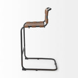 Berbick 43" Total Height Medium Brown Leather w/ Iron Frame Bar Stool by Mercana at Eve Furniture