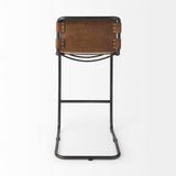 Berbick 43" Total Height Medium Brown Leather w/ Iron Frame Bar Stool by Mercana at Eve Furniture