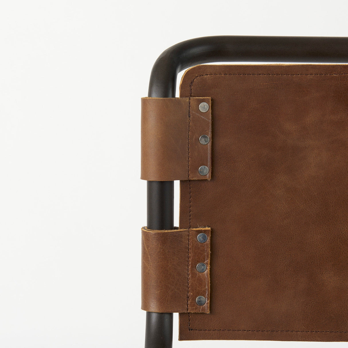 Berbick 43" Total Height Medium Brown Leather w/ Iron Frame Bar Stool by Mercana at Eve Furniture