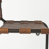 Berbick 43" Total Height Medium Brown Leather w/ Iron Frame Bar Stool by Mercana at Eve Furniture
