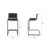 Berbick Black Leather w/ Iron Frame Bar Stool by Mercana at Eve Furniture