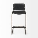 Berbick Black Leather w/ Iron Frame Bar Stool by Mercana at Eve Furniture