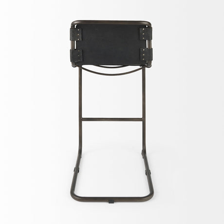 Berbick Black Leather w/ Iron Frame Bar Stool by Mercana at Eve Furniture