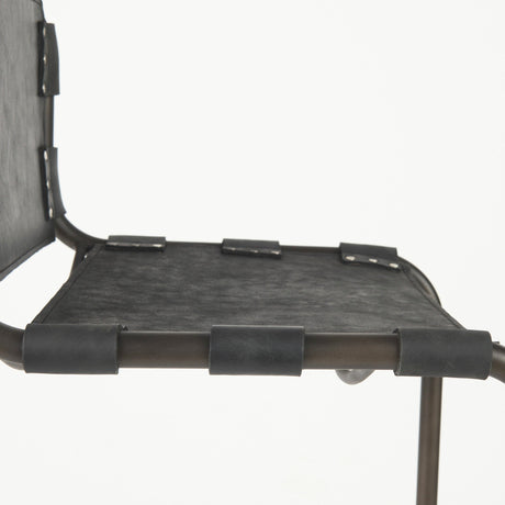 Berbick Black Leather w/ Iron Frame Bar Stool by Mercana at Eve Furniture