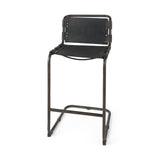 Berbick Black Leather w/ Iron Frame Bar Stool by Mercana at Eve Furniture