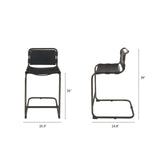 Berbick Black Leather W/ Iron Frame Counter Stool by Mercana at Eve Furniture