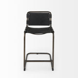 Berbick Black Leather W/ Iron Frame Counter Stool by Mercana at Eve Furniture