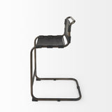 Berbick Black Leather W/ Iron Frame Counter Stool by Mercana at Eve Furniture