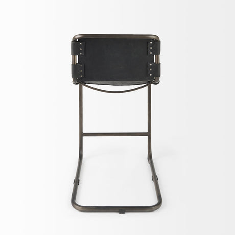 Berbick Black Leather W/ Iron Frame Counter Stool by Mercana at Eve Furniture