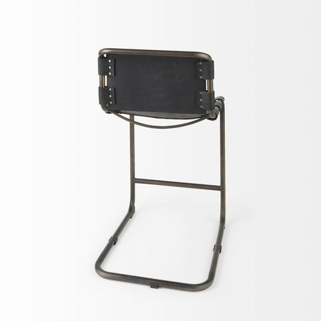 Berbick Black Leather W/ Iron Frame Counter Stool by Mercana at Eve Furniture