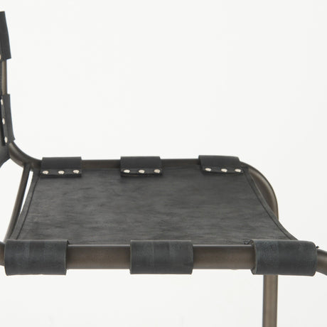 Berbick Black Leather W/ Iron Frame Counter Stool by Mercana at Eve Furniture