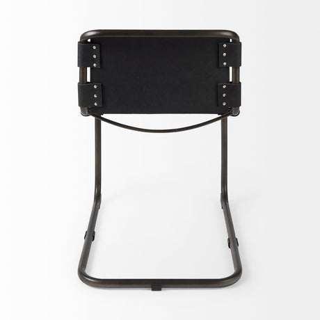 Berbick Black Leather w/ Iron Frame Dining Chair by Mercana at Eve Furniture