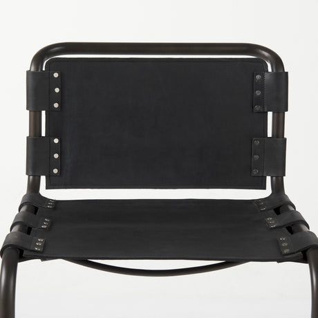 Berbick Black Leather w/ Iron Frame Dining Chair by Mercana at Eve Furniture