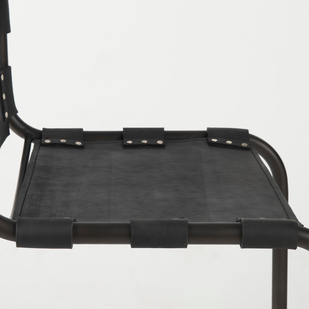 Berbick Black Leather w/ Iron Frame Dining Chair by Mercana at Eve Furniture