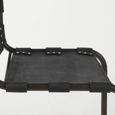 Berbick Black Leather w/ Iron Frame Dining Chair by Mercana at Eve Furniture