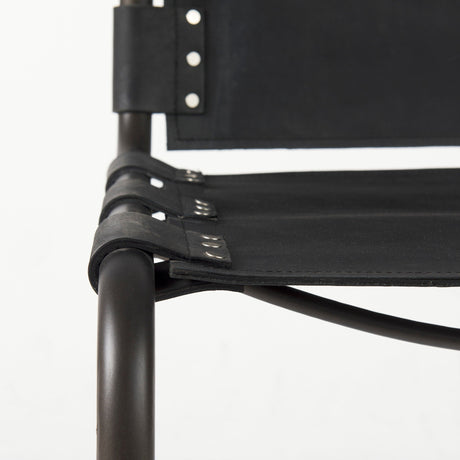 Berbick Black Leather w/ Iron Frame Dining Chair by Mercana at Eve Furniture