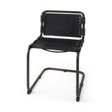 Berbick Black Leather w/ Iron Frame Dining Chair by Mercana at Eve Furniture