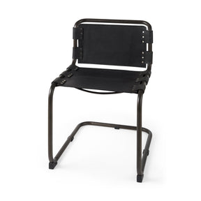Berbick Black Leather w/ Iron Frame Dining Chair by Mercana at Eve Furniture