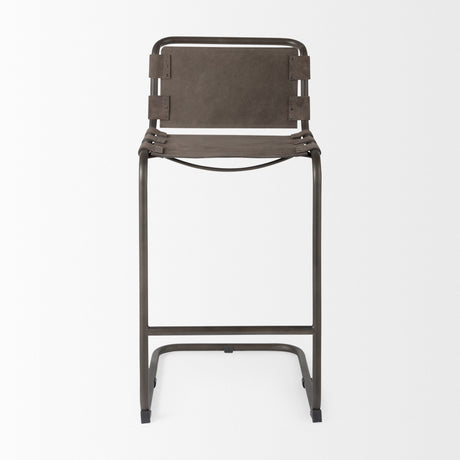 Berbick Brown/Gray Suede w/ Iron Frame Bar Stool by Mercana at Eve Furniture