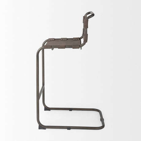 Berbick Brown/Gray Suede w/ Iron Frame Bar Stool by Mercana at Eve Furniture