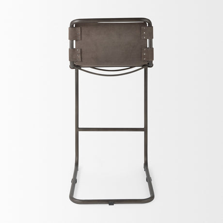 Berbick Brown/Gray Suede w/ Iron Frame Bar Stool by Mercana at Eve Furniture