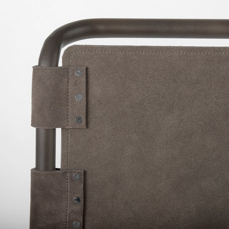 Berbick Brown/Gray Suede w/ Iron Frame Bar Stool by Mercana at Eve Furniture
