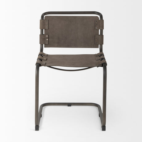 Berbick Brown/Gray Suede w/ Iron Frame Dining Chair by Mercana at Eve Furniture