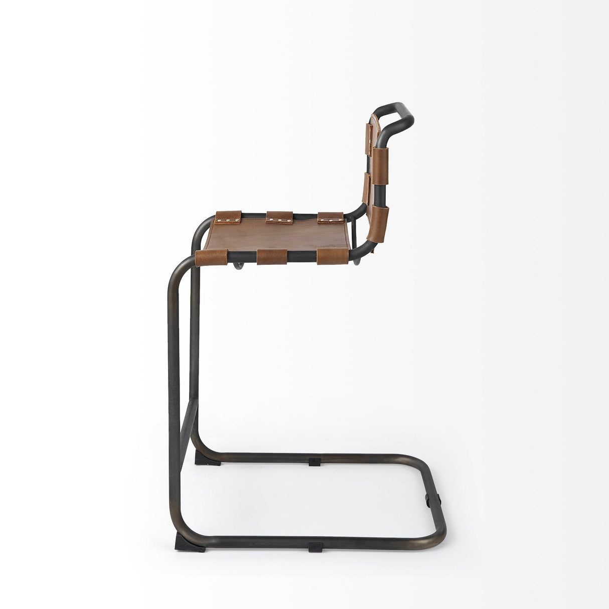 Berbick Medium Brown Leather W/ Iron Frame Counter Stool by Mercana at Eve Furniture