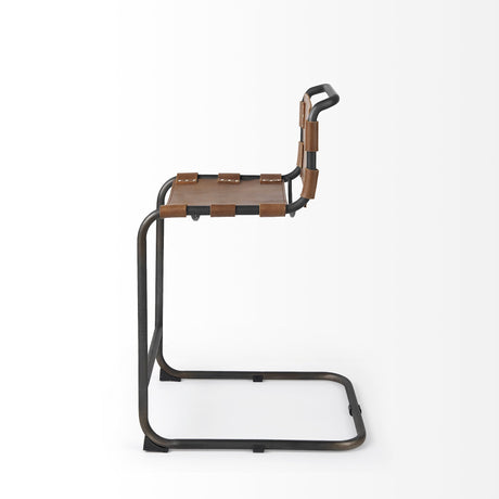 Berbick Medium Brown Leather W/ Iron Frame Counter Stool by Mercana at Eve Furniture