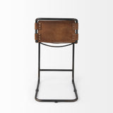 Berbick Medium Brown Leather W/ Iron Frame Counter Stool by Mercana at Eve Furniture