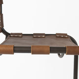 Berbick Medium Brown Leather W/ Iron Frame Counter Stool by Mercana at Eve Furniture