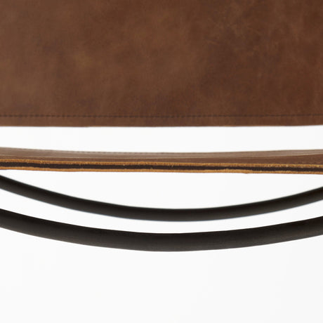 Berbick Medium Brown Leather W/ Iron Frame Counter Stool by Mercana at Eve Furniture