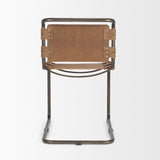 Berbick Medium Brown Leather w/ Iron Frame Dining Chair by Mercana at Eve Furniture