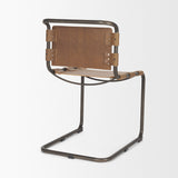 Berbick Medium Brown Leather w/ Iron Frame Dining Chair by Mercana at Eve Furniture