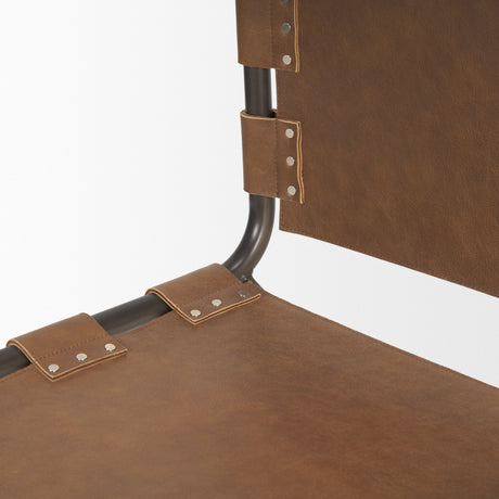 Berbick Medium Brown Leather w/ Iron Frame Dining Chair by Mercana at Eve Furniture
