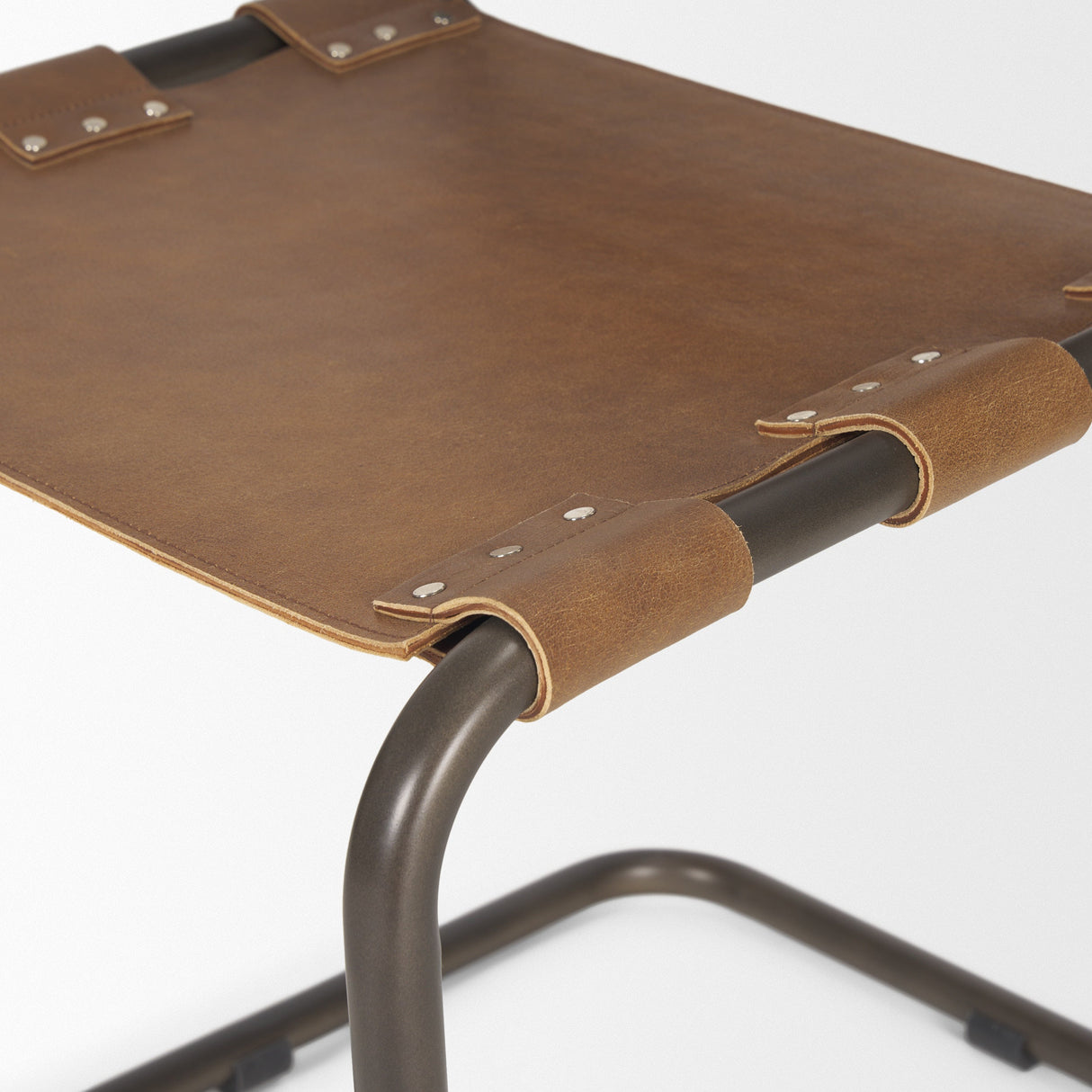 Berbick Medium Brown Leather w/ Iron Frame Dining Chair by Mercana at Eve Furniture