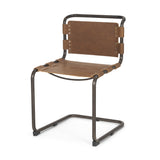 Berbick Medium Brown Leather w/ Iron Frame Dining Chair by Mercana at Eve Furniture