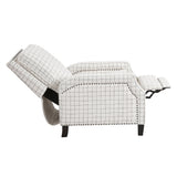 Berenson Off-white/Black Plaid Pattern Push Back Reclining Chair