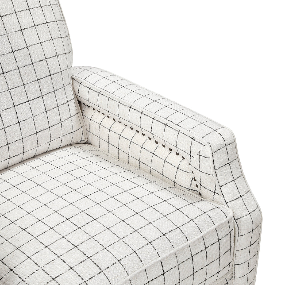 Berenson Off-white/Black Plaid Pattern Push Back Reclining Chair