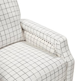 Berenson Off-white/Black Plaid Pattern Push Back Reclining Chair
