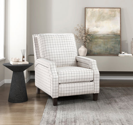 Berenson Off-white/Black Plaid Pattern Push Back Reclining Chair by Homelegance at Eve Furniture
