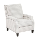 Berenson Off-white/Black Plaid Pattern Push Back Reclining Chair