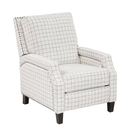 Berenson Off-white/Black Plaid Pattern Push Back Reclining Chair by Homelegance at Eve Furniture