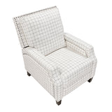 Berenson Off-white/Black Plaid Pattern Push Back Reclining Chair